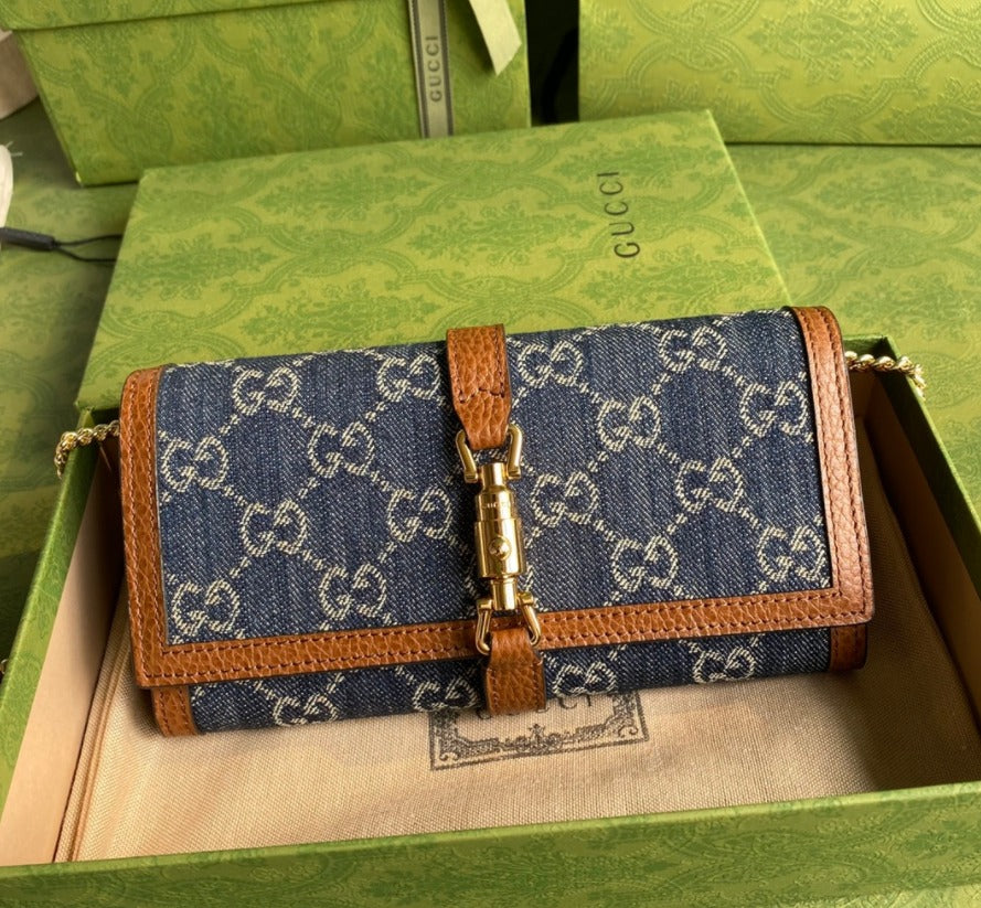 GG denim crossbody wallet